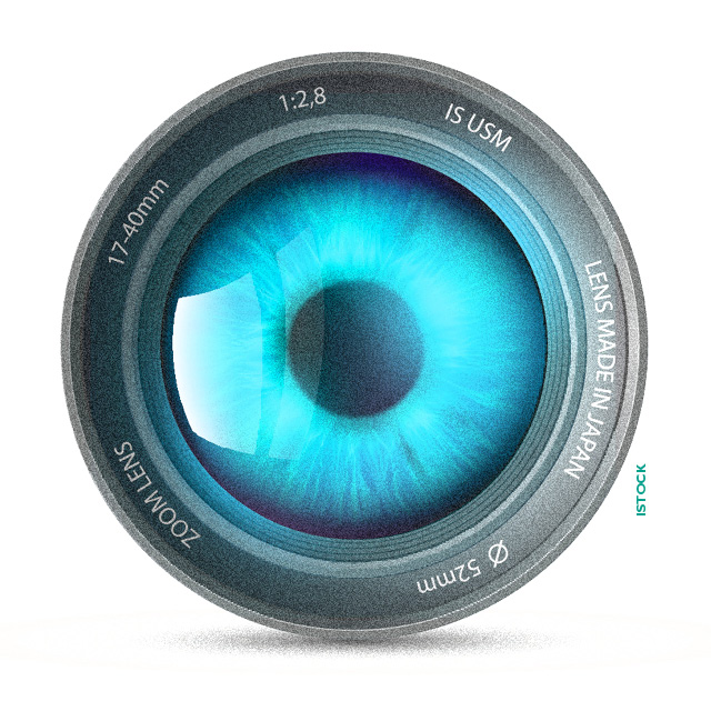 illustration of an eyeball in a lens